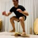 Wooden Surf Balance Board at home for working out